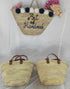 Straw basket with 4 leather handles , customize straw bag, personalized basket, personalized beach bag, personalized bag for bridesmaids