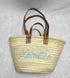 Straw basket with 4 leather handles , customize straw bag, personalized basket, personalized beach bag, personalized bag for bridesmaids
