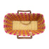 Handwoven Raffia Tote Bag with Colorful Stripes and Leather Handles