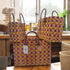 Handwoven Raffia Tote Bag with Colorful Stripes and Leather Handles