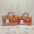 Handwoven Raffia Tote Bag with Colorful Stripes and Leather Handles