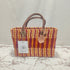Handwoven Raffia Tote Bag with Colorful Stripes and Leather Handles
