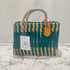Handwoven Moroccan Straw Tote Bag – Teal & Natural Beige beautifully handwoven