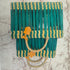 Handwoven Moroccan Straw Tote Bag – Teal & Natural Beige beautifully handwoven