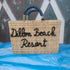 Handcrafted Straw Beach Bag with Black Handles and Stylish “Summer Beach” Design