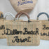 Handcrafted Straw Beach Bag with Black Handles and Stylish “Summer Beach” Design