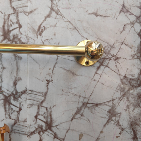 Handmade solid brass kitchen rail with S hooks