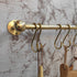Handmade solid brass kitchen rail with S hooks