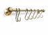 Handmade solid brass kitchen rail with S hooks