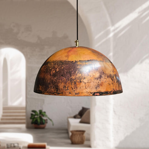 Transform your kitchen with the striking warmth of an Art of handmade industrial copper pendant.