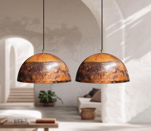 Transform your kitchen with the striking warmth of an Art of handmade industrial copper pendant.