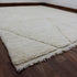 Ivory Moroccan Wool Rug, Minimalist Beni Ourain Rug, Handmade Diamond Berber Area Carpet, Neutral Wool Rug
