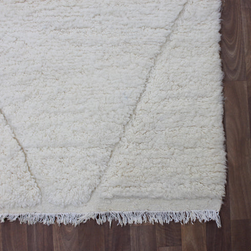 Ivory Moroccan Wool Rug, Minimalist Beni Ourain Rug, Handmade Diamond Berber Area Carpet, Neutral Wool Rug