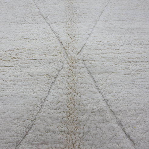 Ivory Moroccan Wool Rug, Minimalist Beni Ourain Rug, Handmade Diamond Berber Area Carpet, Neutral Wool Rug