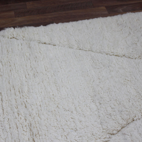 Ivory Moroccan Wool Rug, Minimalist Beni Ourain Rug, Handmade Diamond Berber Area Carpet, Neutral Wool Rug