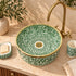 Jardin de Fès Ceramic Vessel Sink – Green Floral Basin with Brass Rim