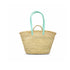 Moroccan straw basket with long leather handles