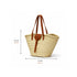 Large handwoven Moroccan straw basket with leather closure