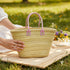 Large Handmade Moroccan Straw Basket with Personalized Leather Handles