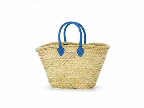 Large Moroccan Straw Basket with Round Leather Handles – straw bag basket