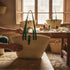 Handwoven large Moroccan straw basket with leather handles