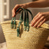 Handwoven large Moroccan straw basket with leather handles