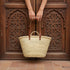 Moroccan straw basket with long leather handles