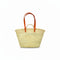Moroccan straw basket with long leather handles