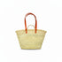 Moroccan straw basket with long leather handles