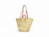 Moroccan straw basket with flat leather handles