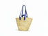 Moroccan straw basket with flat leather handles