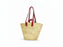 Moroccan straw basket with flat leather handles