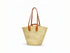Moroccan straw basket with flat leather handles