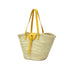 Large handwoven Moroccan straw basket with leather closure