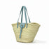 Large handwoven Moroccan straw basket with leather closure