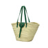 Large handwoven Moroccan straw basket with leather closure