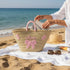 Personalized Handwoven Moroccan Straw Basket with Leather Handles