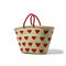 Handwoven Moroccan Straw Basket with Embroidered Hearts – Eco Friendly Straw Tote