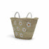 Large handwoven Moroccan straw basket with white embroidered flowers