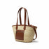 Large handwoven Moroccan straw basket with leather pocket