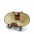 Large handwoven Moroccan straw basket with leather pocket