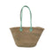 Handwoven Moroccan straw basket with simple leather handles