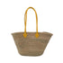 Handwoven Moroccan straw basket with simple leather handles