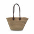 Handwoven Moroccan straw basket with simple leather handles