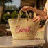 Handwoven personalized name Moroccan straw basket