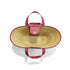 Large handwoven Moroccan straw basket with leather pocket