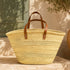 Large Handmade Moroccan Straw Tote Bag with Leather Shoulder Handles