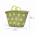 Handwoven Moroccan straw basket with embroidered stars