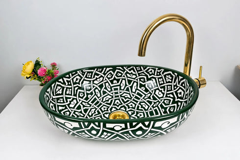 Transform your bathroom interior with our Art of handmade Moroccan hand-painted ceramic sink.