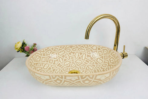 Transform your bathroom interior with our Art of handmade Moroccan hand-painted ceramic sink.